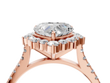 Rose gold Heart Halo Diamond Ring with Pavé Band and Prong Setting_24