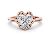 Rose gold Heart Halo Diamond Ring with Round Cluster Setting, Solitaire Band, and Four-Prong Setting_46