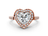Rose gold Heart Halo Diamond Ring with Split Shank and Four-Prong Setting_67
