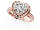 Rose gold Heart Halo Diamond Ring with Split Shank and Four-Prong Setting_68