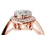 Rose gold Heart Halo Diamond Ring with Split Shank and Four-Prong Setting_71