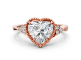 Rose gold Heart Halo Diamond Ring with Tapered Band and Four-Prong Setting_3