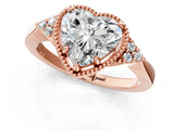 Rose gold Heart Halo Diamond Ring with Tapered Band and Four-Prong Setting_4