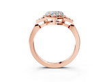 Rose gold Heart Halo Diamond Ring with Tapered Band and Four-Prong Setting_6