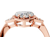 Rose gold Heart Halo Diamond Ring with Tapered Band and Four-Prong Setting_7