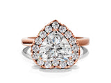 Rose gold Heart Halo Diamond Solitaire with Pavé Band and Four-Prong Setting_90