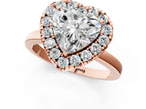 Rose gold Heart Halo Diamond Solitaire with Pavé Band and Four-Prong Setting_91