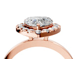 Rose gold Heart Halo Diamond Solitaire with Pavé Band and Four-Prong Setting_94