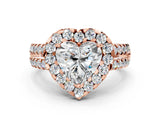 Rose gold Heart Halo Diamond Split Shank Engagement Ring with Prong Setting_51