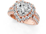 Rose gold Heart Halo Diamond Split Shank Engagement Ring with Prong Setting_52