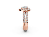 Rose gold Heart Halo Diamond Split Shank Engagement Ring with Prong Setting_53
