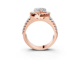 Rose gold Heart Halo Diamond Split Shank Engagement Ring with Prong Setting_54