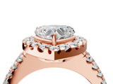 Rose gold Heart Halo Diamond Split Shank Engagement Ring with Prong Setting_55