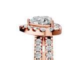 Rose gold Heart Halo Diamond Split Shank Engagement Ring with Prong Setting_56