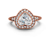 Rose gold Heart Halo Diamond Split Shank Ring with Milgrain Detail_49