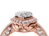 Rose gold Heart Halo Diamond Split Shank Ring with Milgrain Detail_53