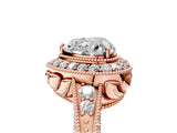 Rose gold Heart Halo Diamond Split Shank Ring with Milgrain Detail_54