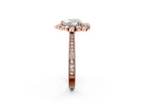 Rose gold Heart Halo Milgrain Pave Diamond Ring with Four-Prong Setting 2