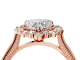 Rose gold Heart Halo Milgrain Pave Diamond Ring with Four-Prong Setting 4