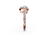 Rose gold Heart Halo Pavé Diamond Engagement Ring with Bezel Setting_22