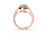 Rose gold Heart Halo Pavé Diamond Engagement Ring with Bezel Setting_23