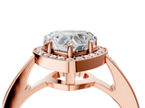 Rose gold Heart Halo Pavé Diamond Engagement Ring with Bezel Setting_24