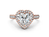 Rose gold Heart Halo Pavé Diamond Engagement Ring with Four-Prong Setting_26