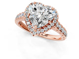 Rose gold Heart Halo Pavé Diamond Engagement Ring with Four-Prong Setting_27