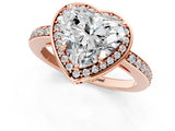 Rose gold Heart Halo Pave Band Solitaire Ring with Prong Setting_67