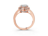 Rose gold Heart Halo Pave Band Solitaire Ring with Prong Setting_69