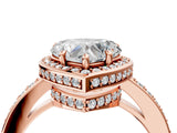 Rose gold Heart Halo Pave Band Solitaire Ring with Prong Setting_70