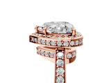 Rose gold Heart Halo Pave Band Solitaire Ring with Prong Setting_71