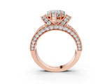 Rose gold Heart Halo Pave Diamond Engagement Ring with Milgrain Detailing_48
