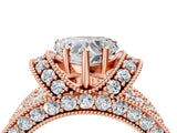 Rose gold Heart Halo Pave Diamond Engagement Ring with Milgrain Detailing_49