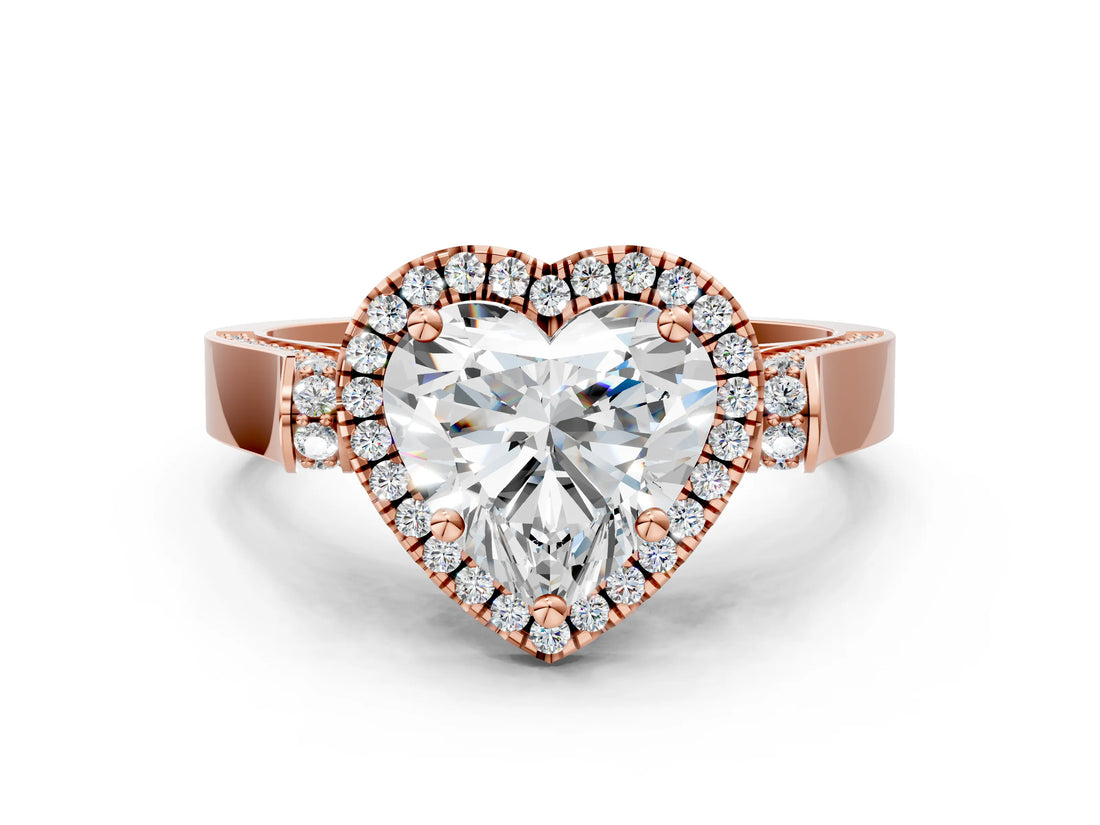 Rose gold Heart Halo Pave Split Shank Prong Setting Ring_69