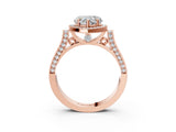 Rose gold Heart Halo Pave Split Shank Prong Setting Ring_72