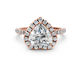 Rose gold Heart Halo Round Diamond Pavé Band Four-Prong Ring_3
