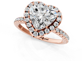 Rose gold Heart Halo Round Diamond Pavé Band Four-Prong Ring_4