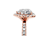 Rose gold Heart Halo Round Diamond Pavé Band Four-Prong Ring_8