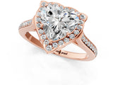 Rose gold Heart Halo Round Diamond Pave Band with Four-Prong Setting_40