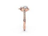 Rose gold Heart Halo Round Diamond Pave Band with Four-Prong Setting_41