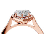 Rose gold Heart Halo Round Diamond Pave Band with Four-Prong Setting_43