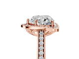 Rose gold Heart Halo Round Diamond Pave Band with Four-Prong Setting_44