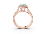 Rose gold Heart Halo Round Diamond Pave Band with Prong Setting 3