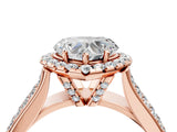 Rose gold Heart Halo Round Diamond Pave Band with Prong Setting 4