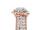 Rose gold Heart Halo Round Diamond Pave Band with Prong Setting 5