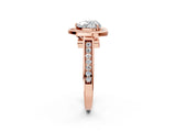 Rose gold Heart Halo Solitaire Diamond Ring with Pave Band and Bezel Setting_51