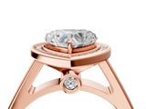 Rose gold Heart Halo Solitaire Diamond Ring with Pave Band and Bezel Setting_53