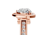 Rose gold Heart Halo Solitaire Diamond Ring with Pave Band and Bezel Setting_54