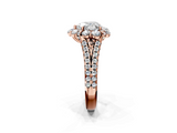 Rose gold Heart Halo Split Shank Diamond Engagement Ring with Pave Band and Four-Prong Setting_56